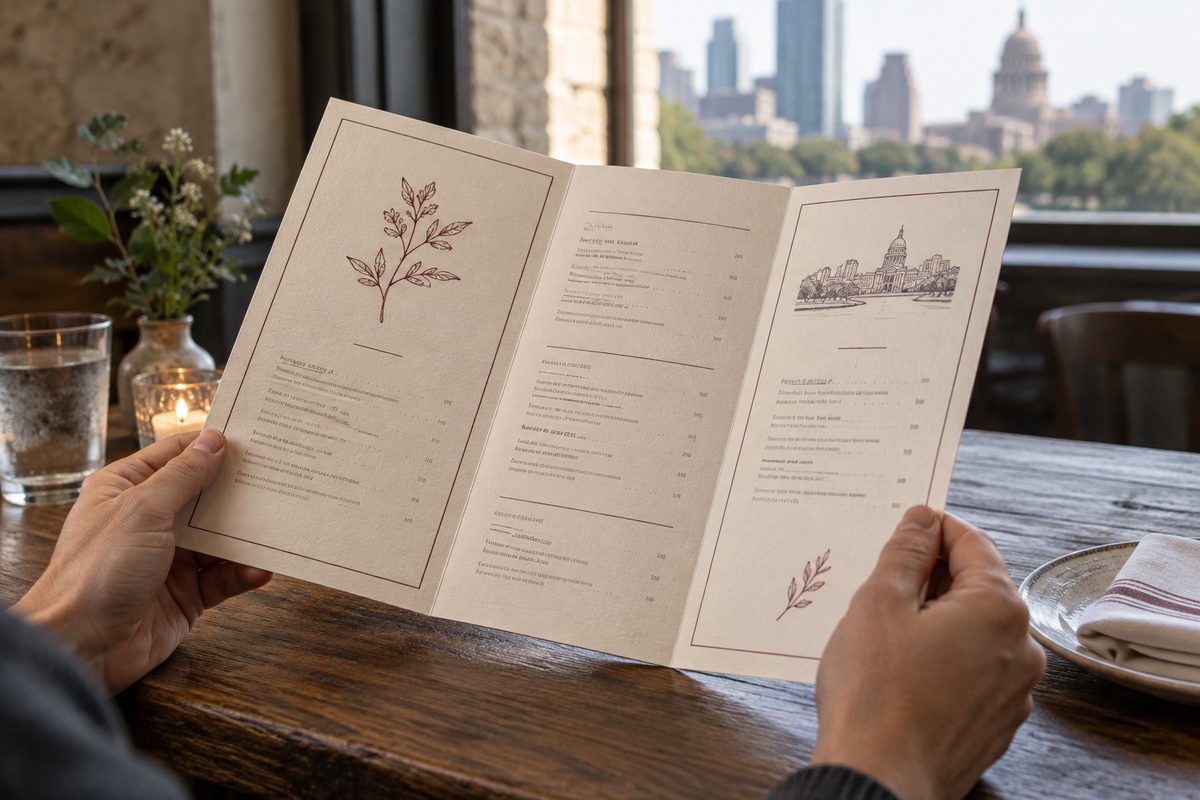 Hands opening a folded service sheet
